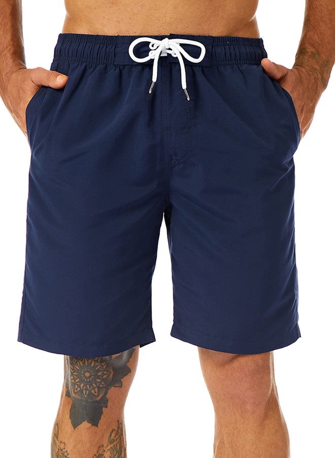 KAILUA SURF شورت سباحة رجالي من كايلوا سيرف - شورت سباحة طويل وسريع الجفاف مع بطانة شبكية - طول الدرزة الداخلية 9 بوصات - أزرق داكن - Image 1